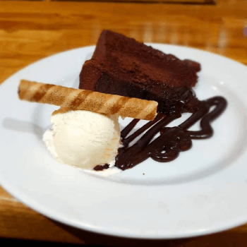 Chocolate Cake with Ice Cream Served at Himali Restaurant in Kilsyth